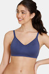 Zivame Beautiful Basics Double Layered Non Wired Full Coverage Backless Bra - Deep Cobalt — thumbnail 3
